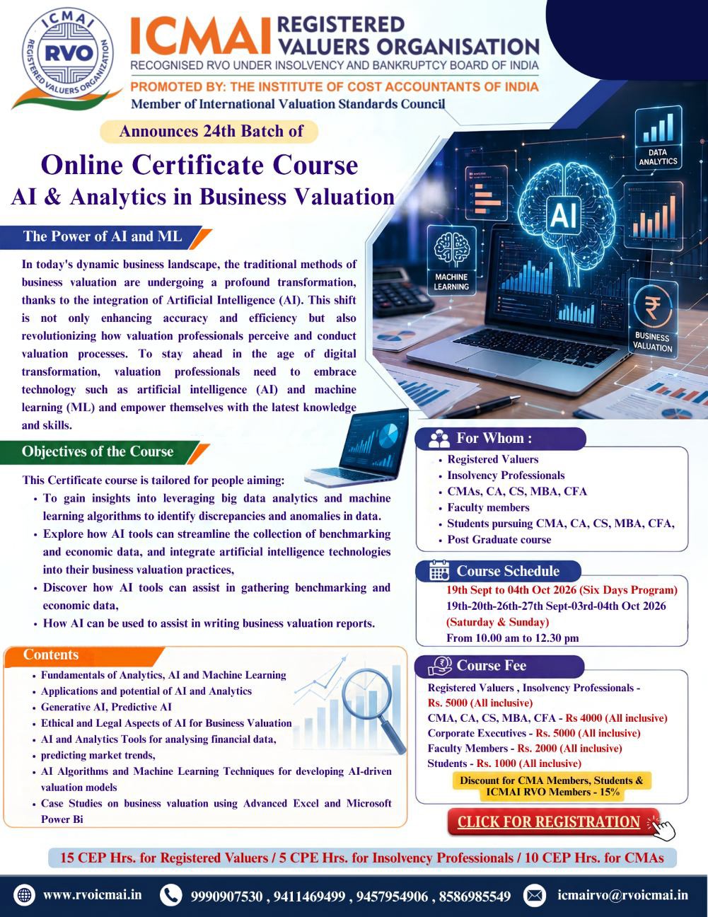 24th Batch of Online Certificate Course : AI and Analytics in Business Valuation