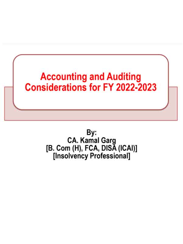 Accounting and Auditing  Considerations for FY 2022-2023
