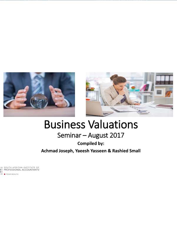 Business Valuations  Seminar  August 2017