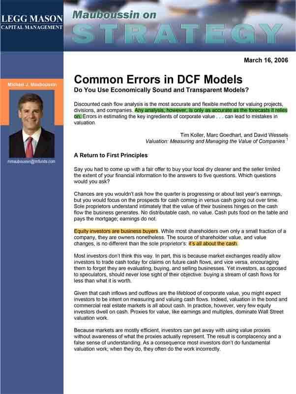 Common Errors in DCF Models