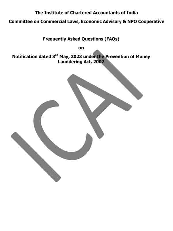 ICAI Clarification FAQ on applicability of PMLA on CAs