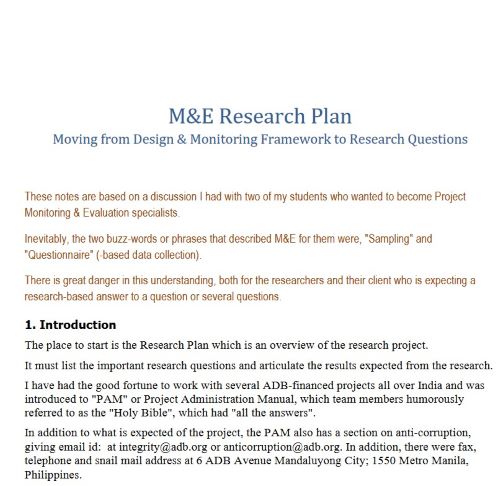 M&E Research Plan