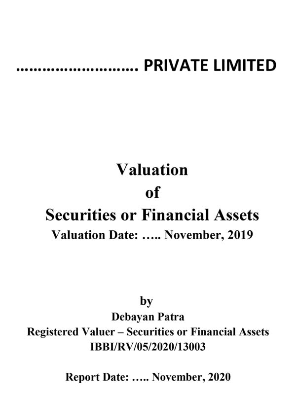 Valuation of  Securities or Financial Assets