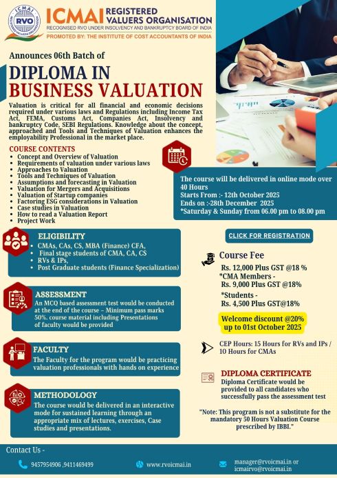 06th Batch of Diploma in Business Valuation