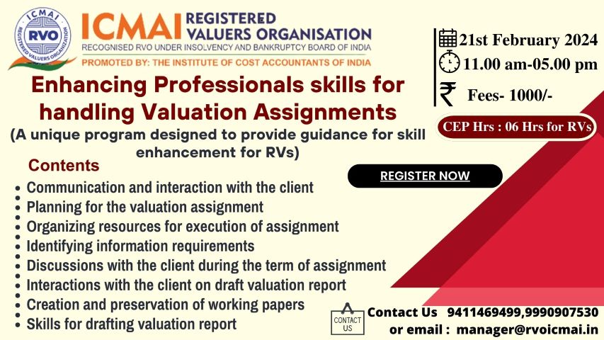 Enhancing Professionals skills for handling Valuation Assignments 