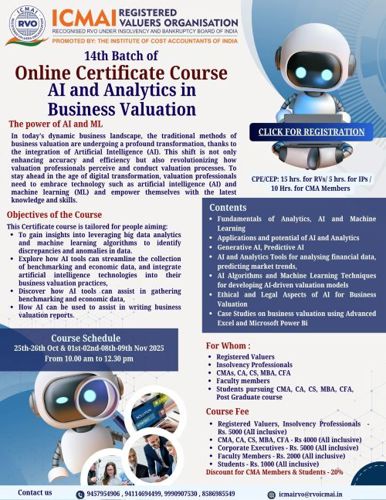 14th Batch of AI and Analytics of Business Valuation