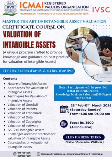 Certificate Course on Intangible Assets on Valuation
