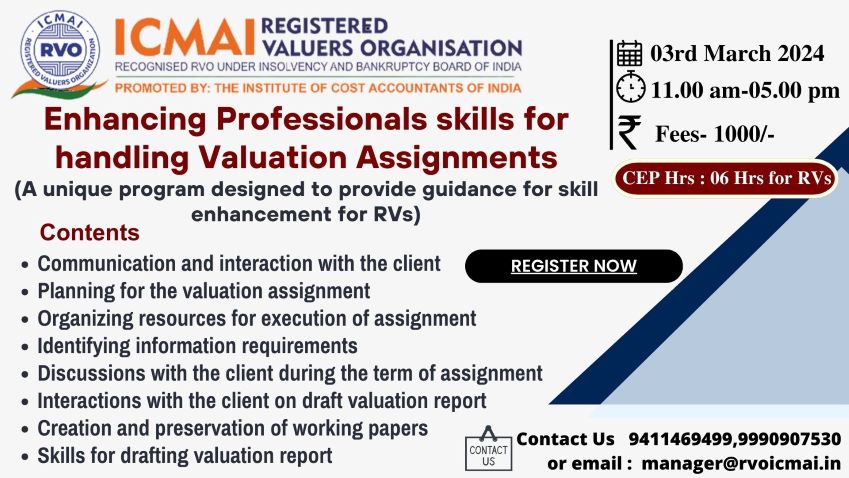 Enhancing Professionals skills for handling Valuation Assignments 