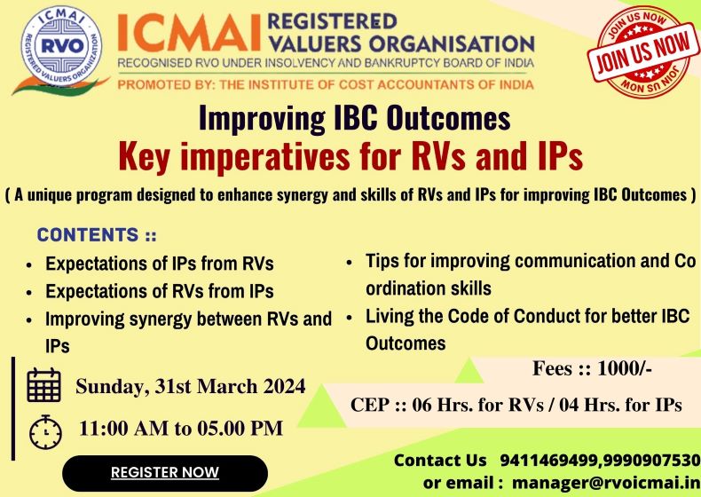 Improving IBC Outcomes Key imperatives for RVs and IPs