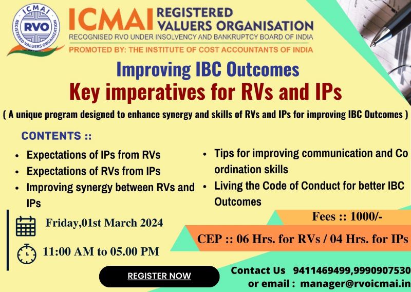 Improving IBC Outcomes Key imperatives for RVs and IPs