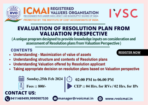 Evaluation of Resolution Plan from Valuation Perspective 
