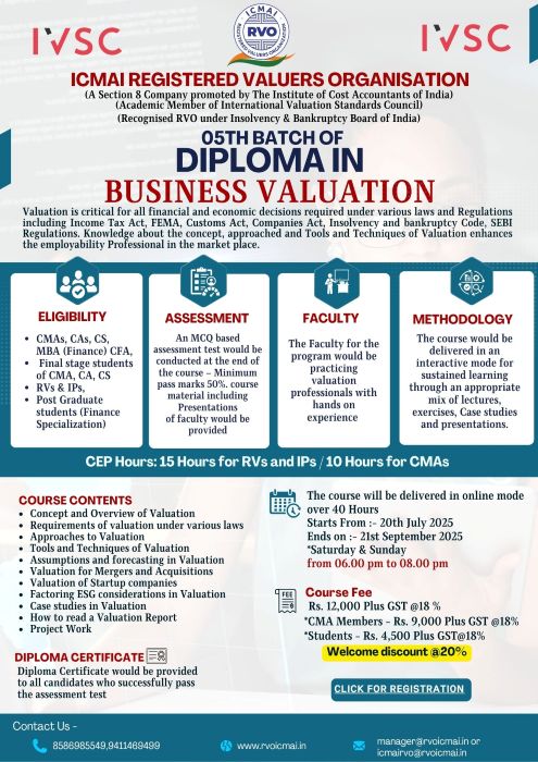 05th Batch of Diploma in Business Valuation