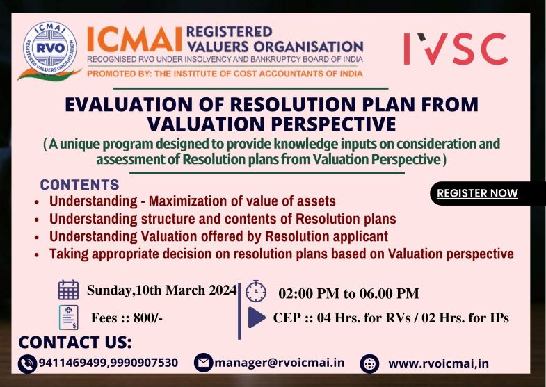 Evaluation of Resolution Plan from Valuation Perspective 