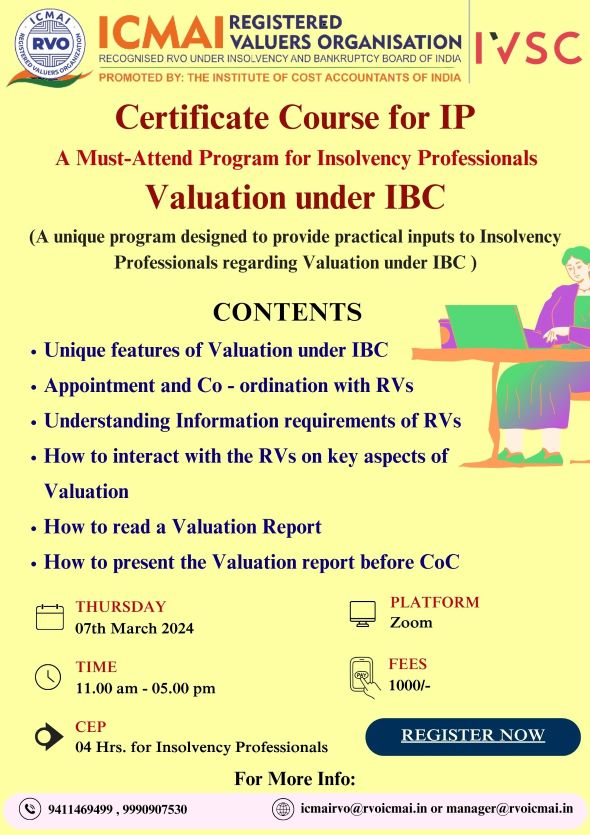 Certificate Course for IP Valuation under IBC