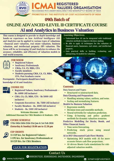 09th Batch of Advance AI and Analytics in business Valuation