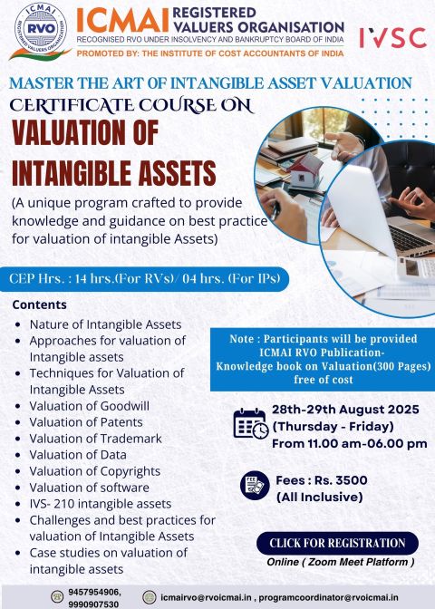 Certificate course on Valuation of intangible assets 