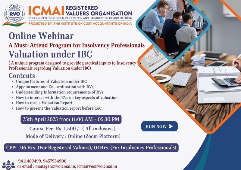 Online Webinar Valuation under IBC