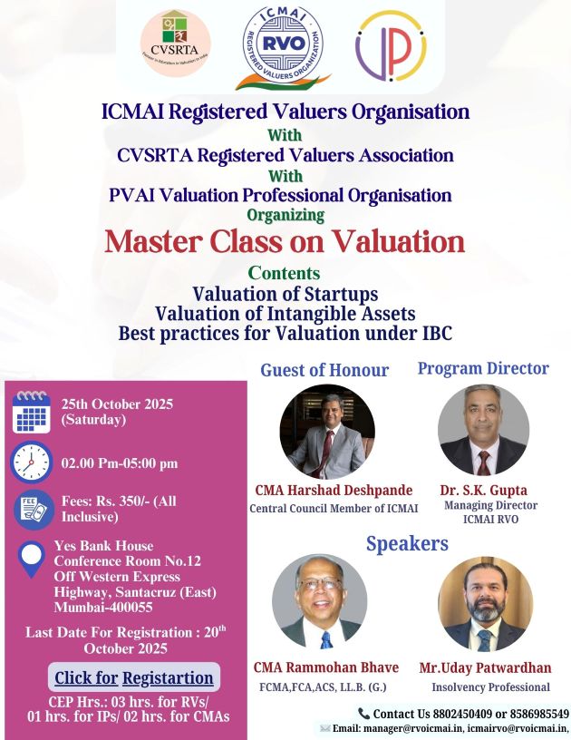 Physical Program at Mumbai on Master Class on Valuation 