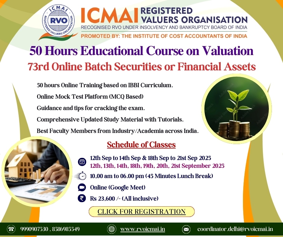 73rd Online Batch Securities or Financial Assets
