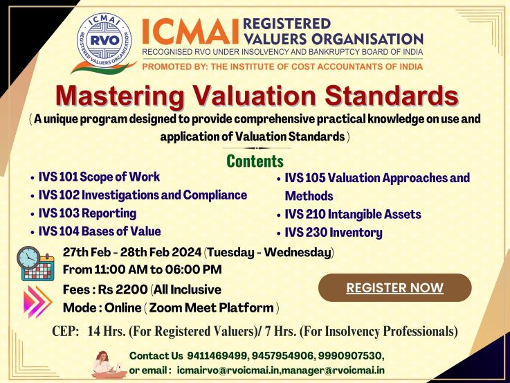 MASTERING Valuation Standards Master Class on Valuation RVO